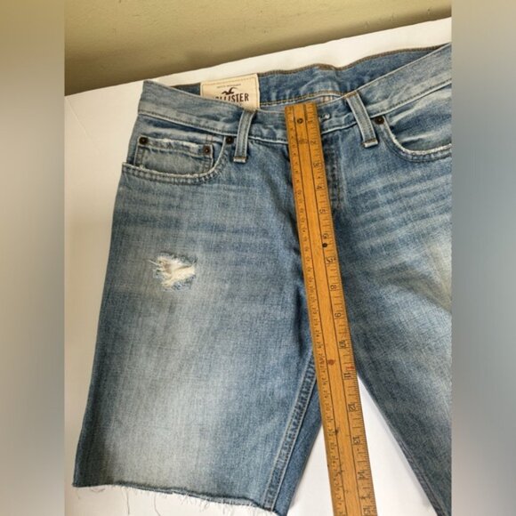 Hollister Jean Cut Off Shorts High Waist Button Fly Raw Hem Distress Stretch 30 - Picture 15 of 16